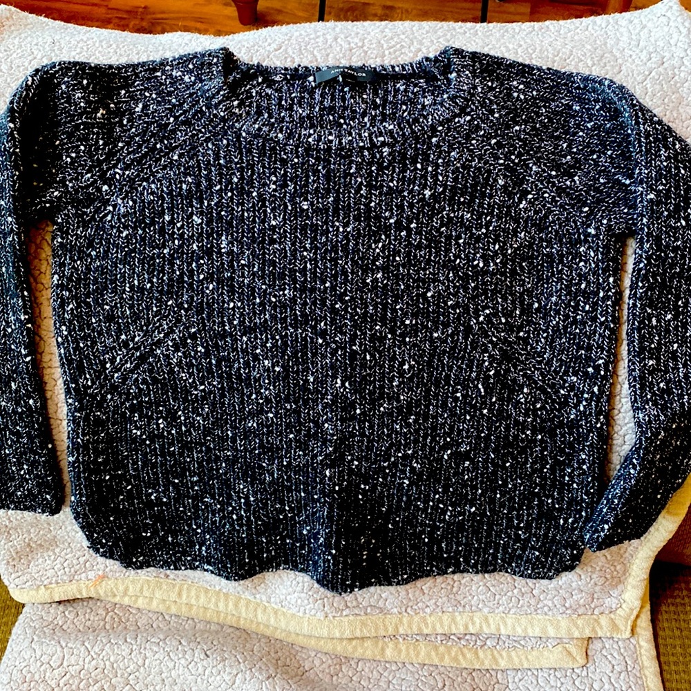 Ann Taylor black with white fleck, round neck sweater.
